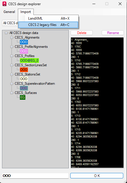 CECS design explorer menus